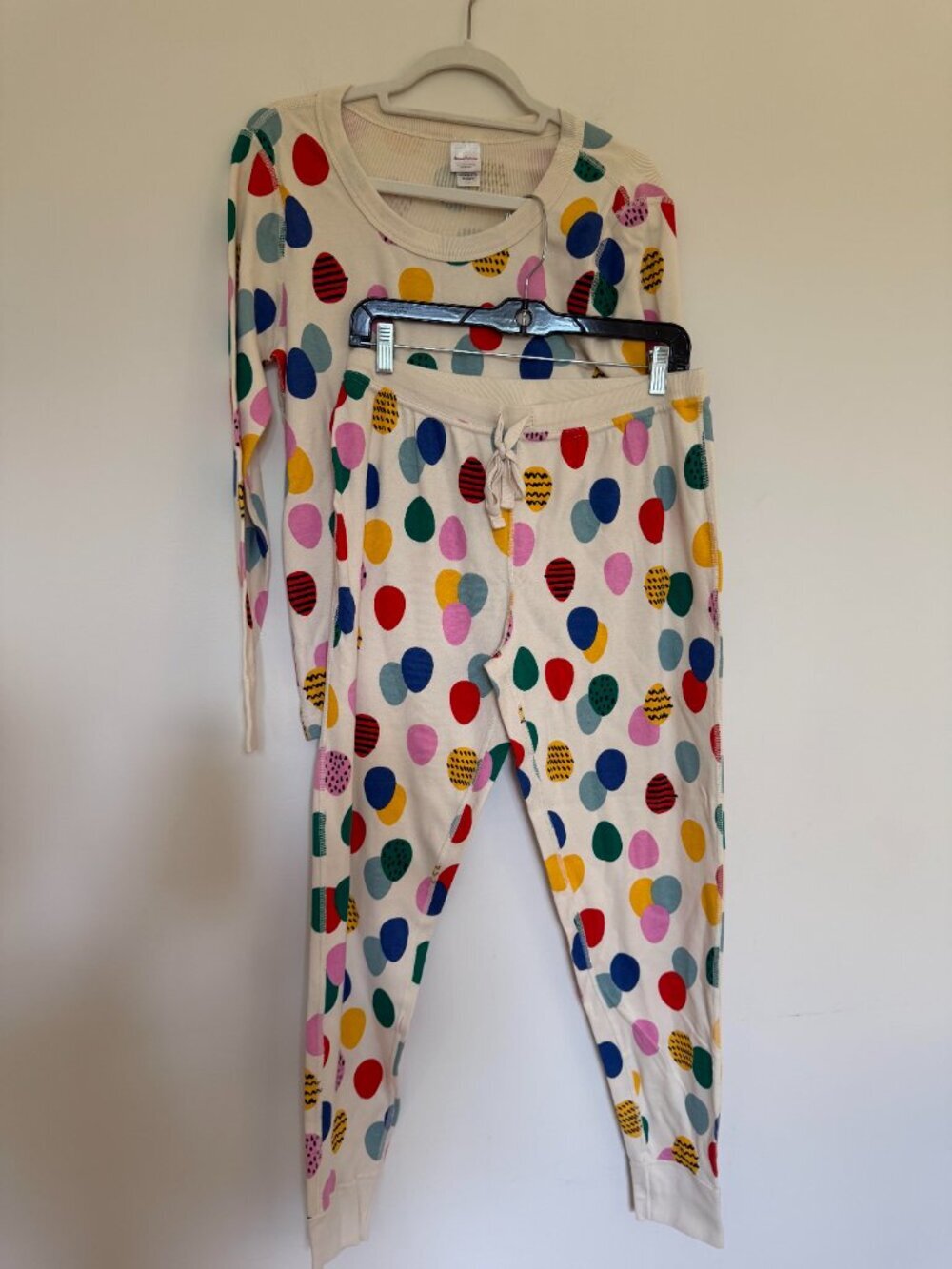 Hanna Andersson Unisex Easter Long John Pajama Set Organic Cotton White - Large